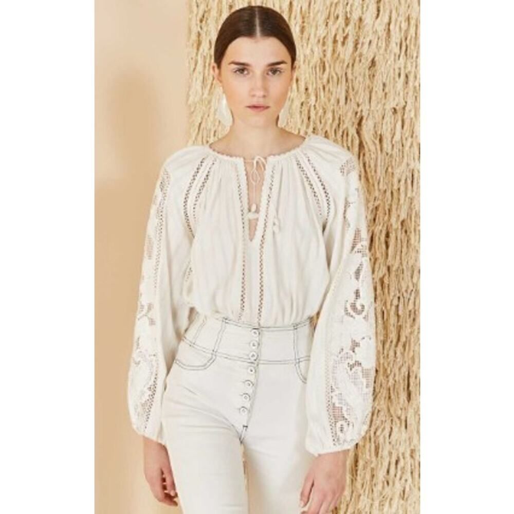 Ulla Johnson Mika Blouse Blanc White Women’s Size 4 - Picture 3 of 12